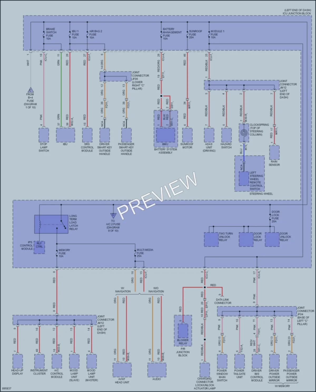 2025 Kia NiroEV Power Distribution wiring diagram preview
