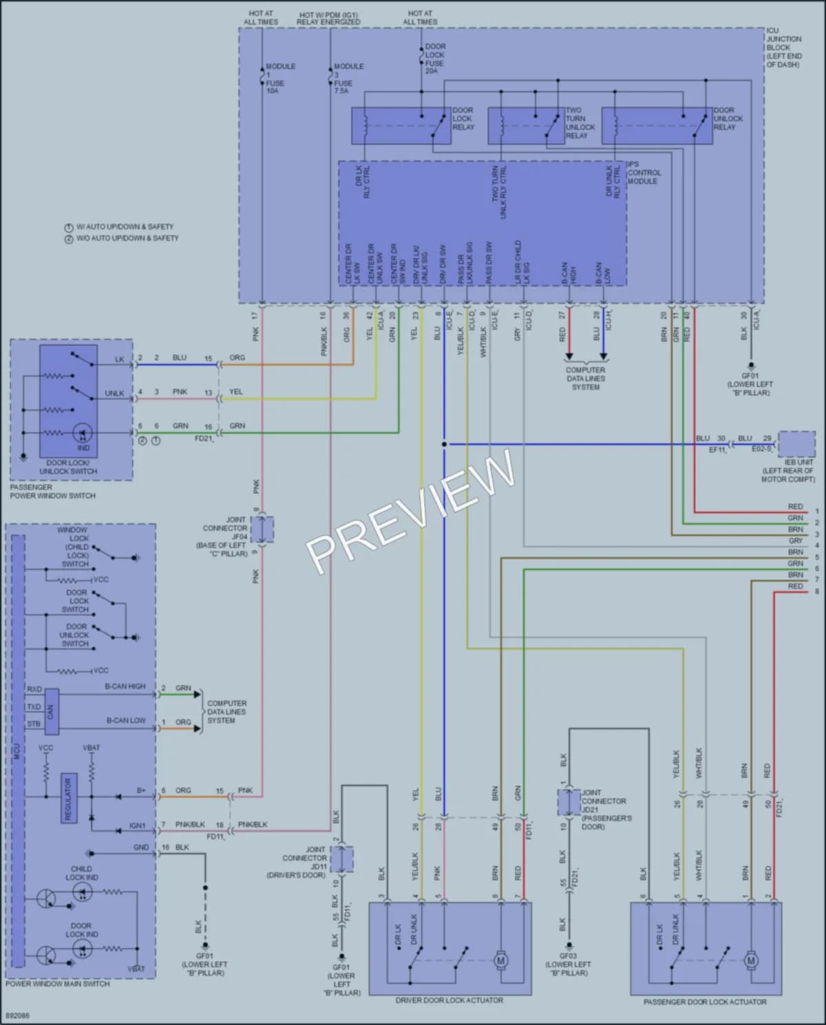 2025 Kia NiroEV Power Door Locks wiring diagram preview