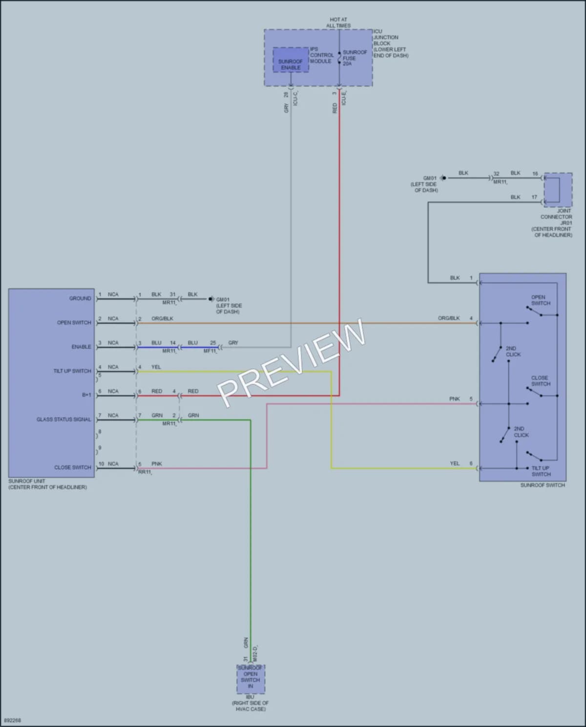 2025 Kia Seltos Power Top Sunroof wiring diagram preview