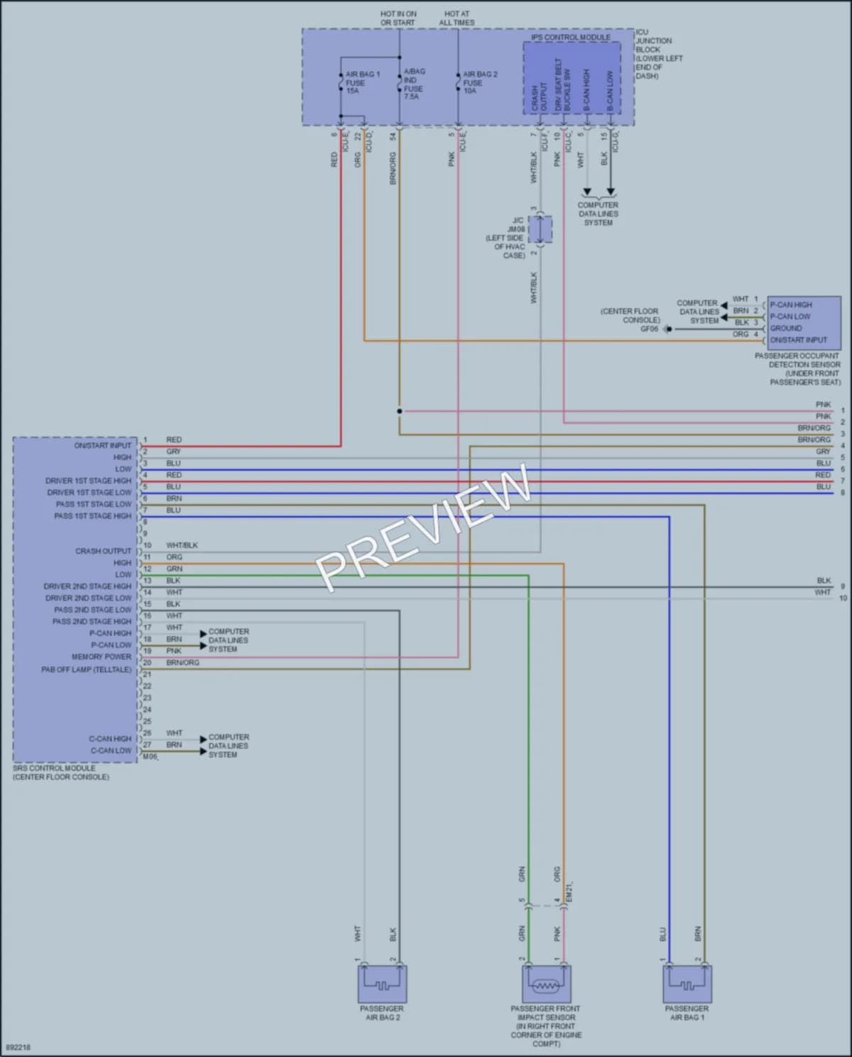 2025 Kia Seltos Supplemental Restraints wiring diagram preview