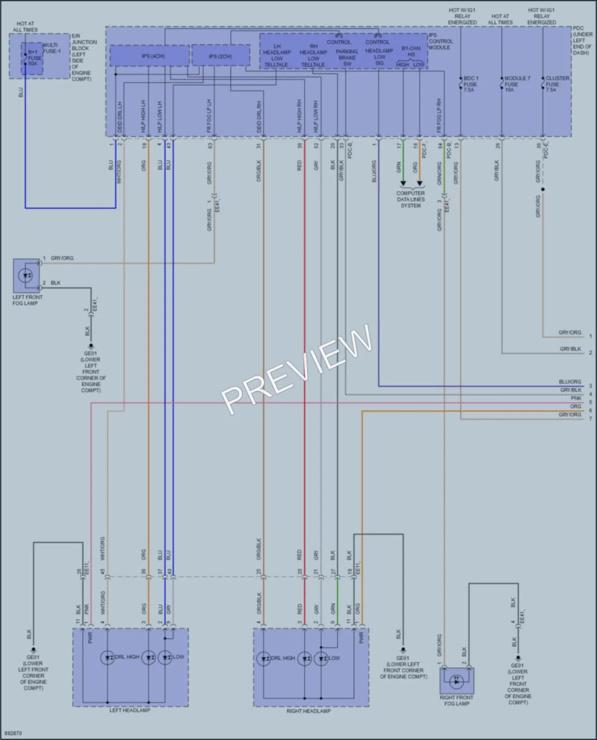 2025 Kia Sorento Headlights wiring diagram preview