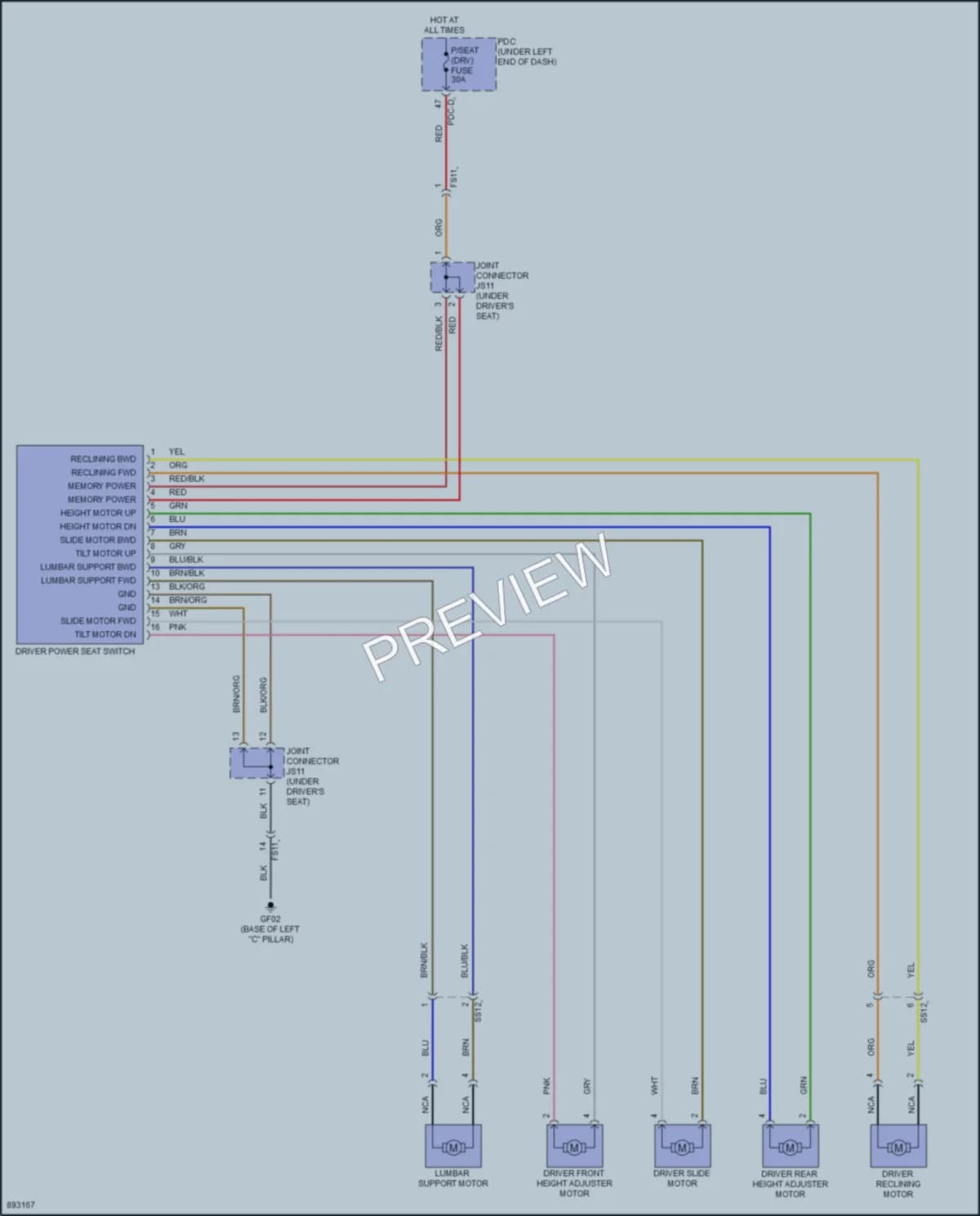 2025 Kia Sorento Power Seats wiring diagram preview