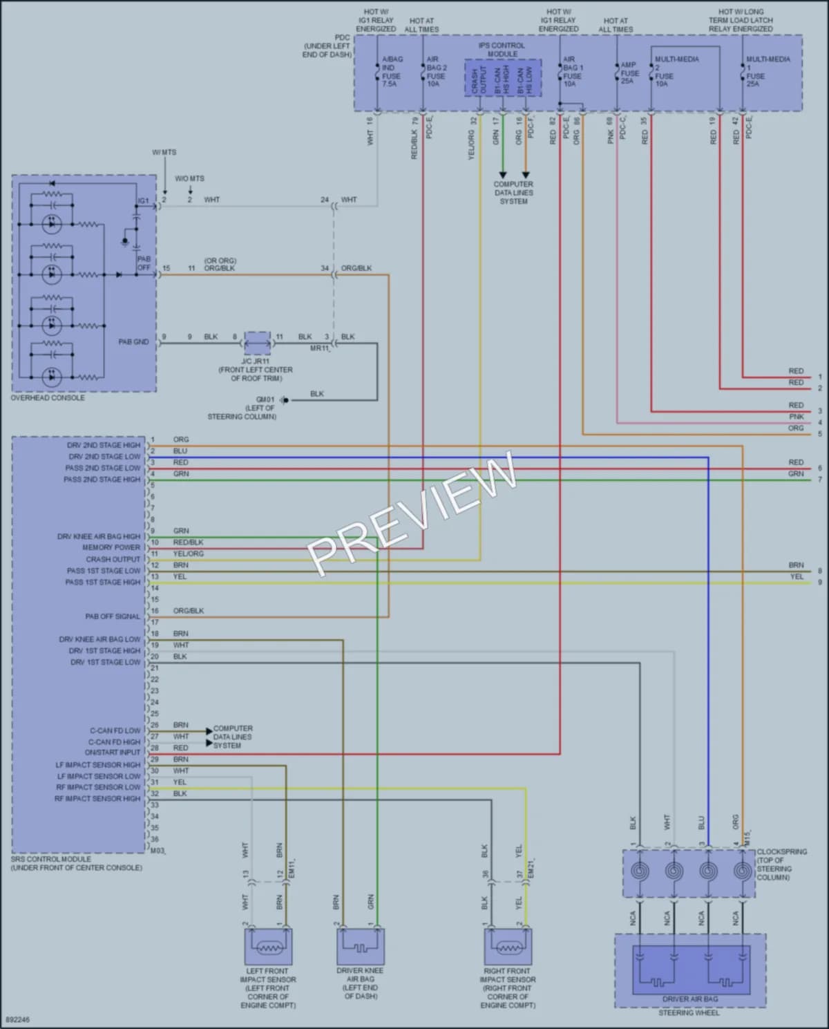 2025 Kia Sorento Supplemental Restraints wiring diagram preview