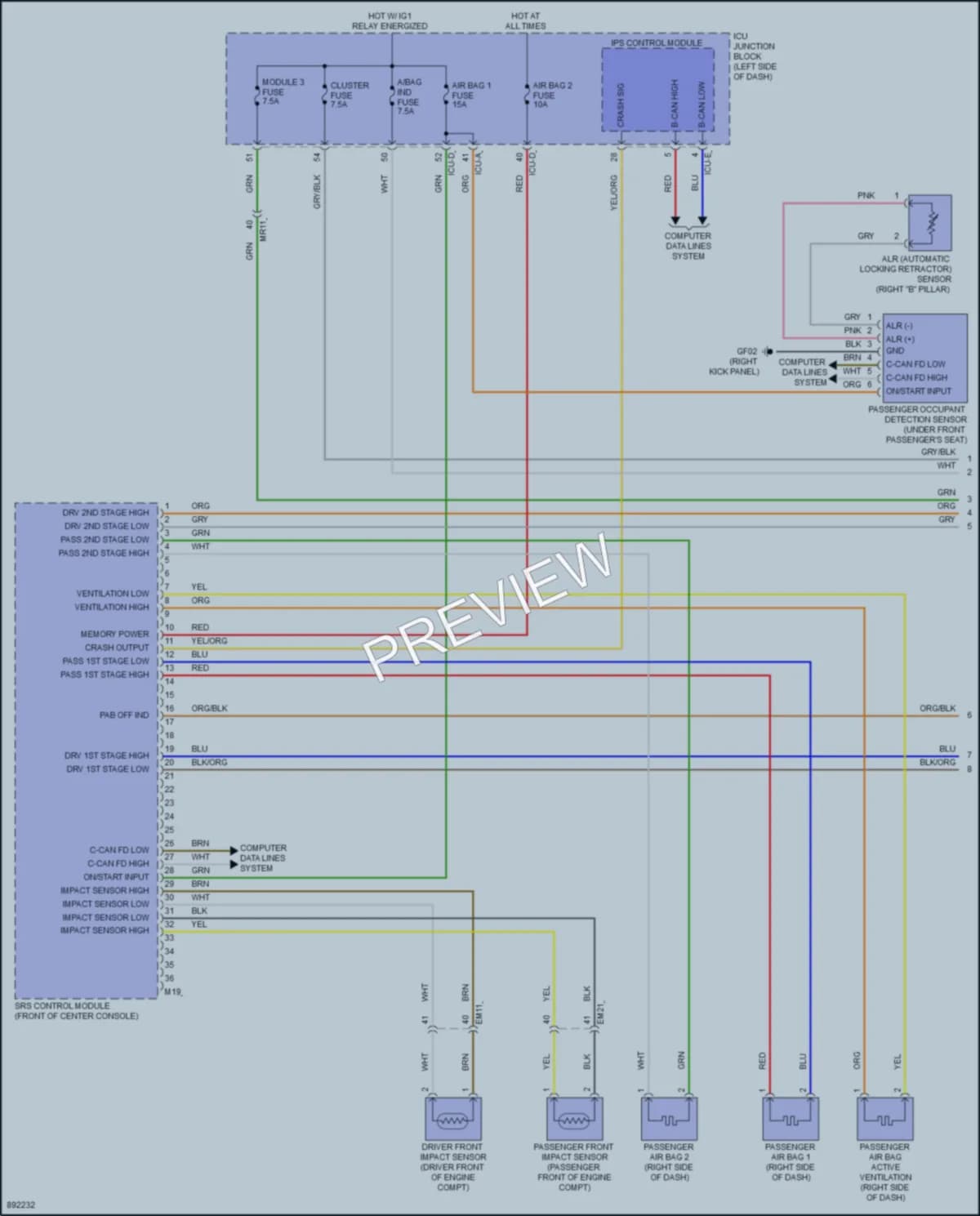2025 Kia Sportage Supplemental Restraints wiring diagram preview
