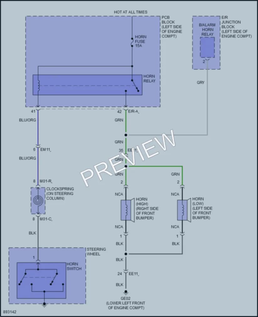 2025 Kia Telluride Horn wiring diagram preview