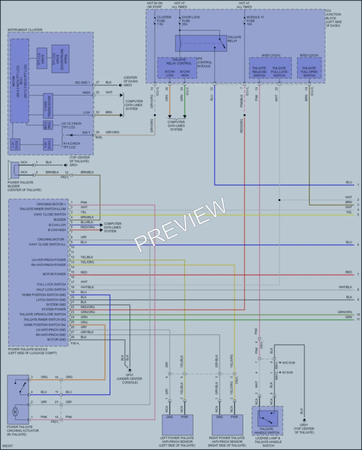 2025 Kia Telluride Trunk Tailgate Fuel Door wiring diagram preview
