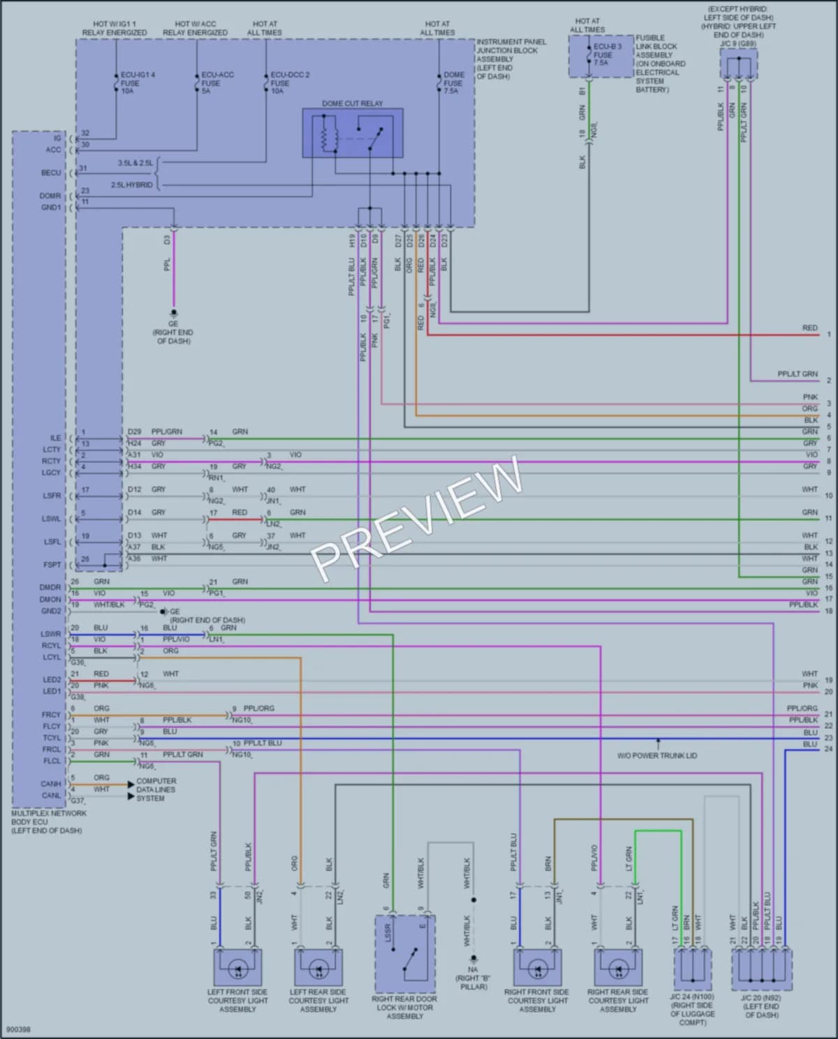 2025 Lexus ES250 Interior Lights wiring diagram preview