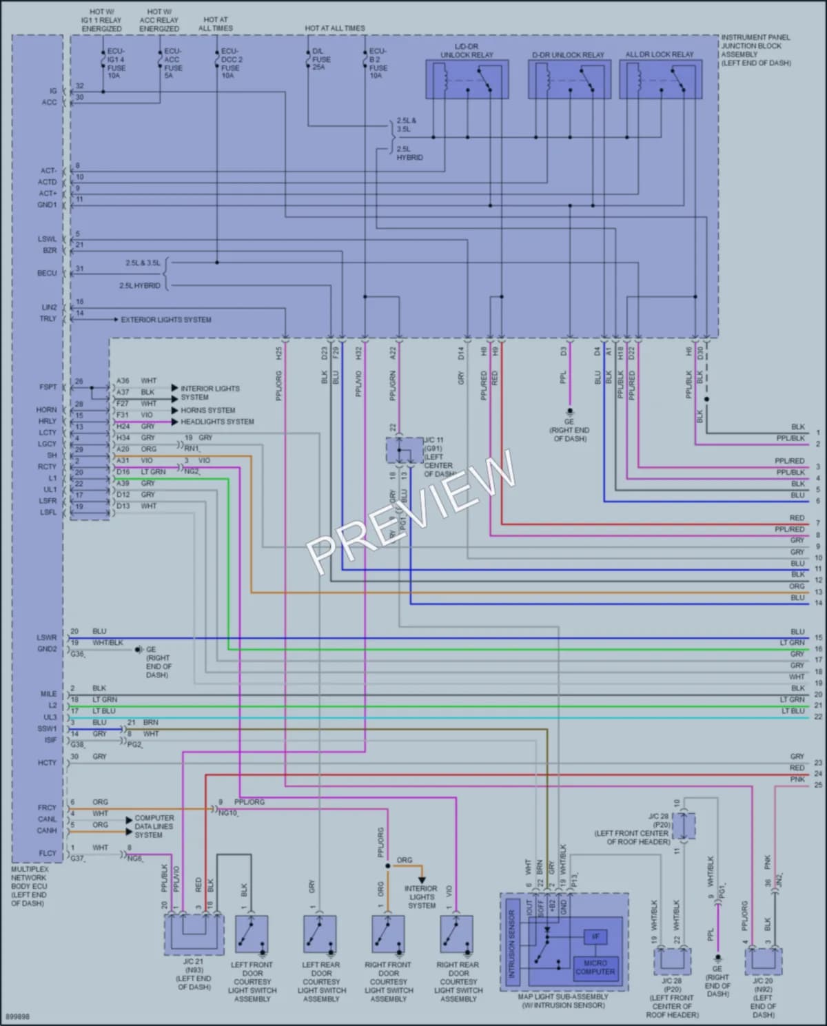 2025 Lexus ES250 Power Door Locks wiring diagram preview