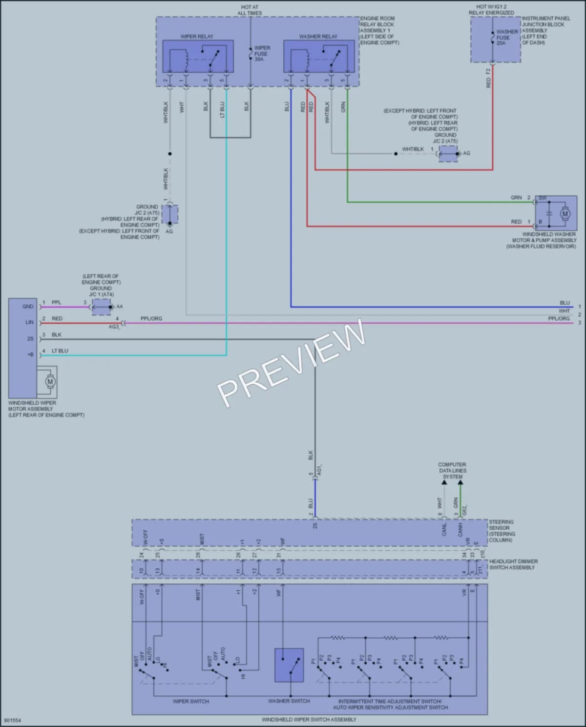 2025 Lexus ES250 Wiper Washer wiring diagram preview