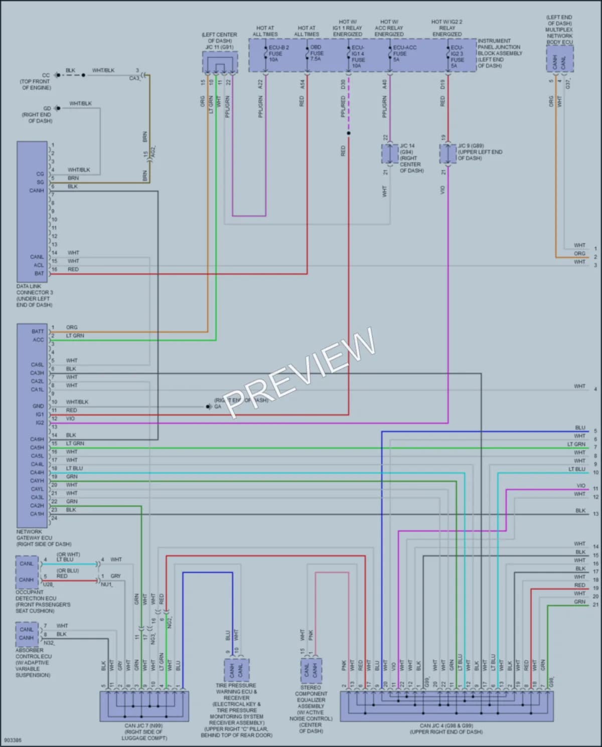 2025 Lexus ES300h Computer Data Lines wiring diagram preview