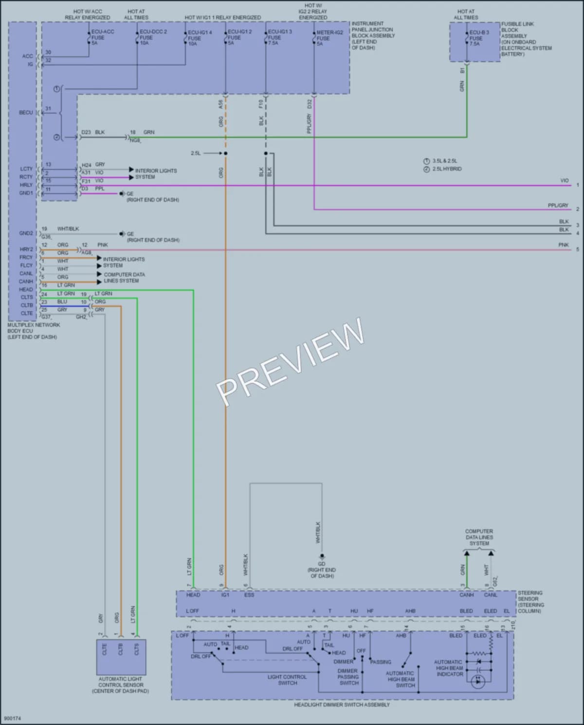 2025 Lexus ES300h Headlights wiring diagram preview