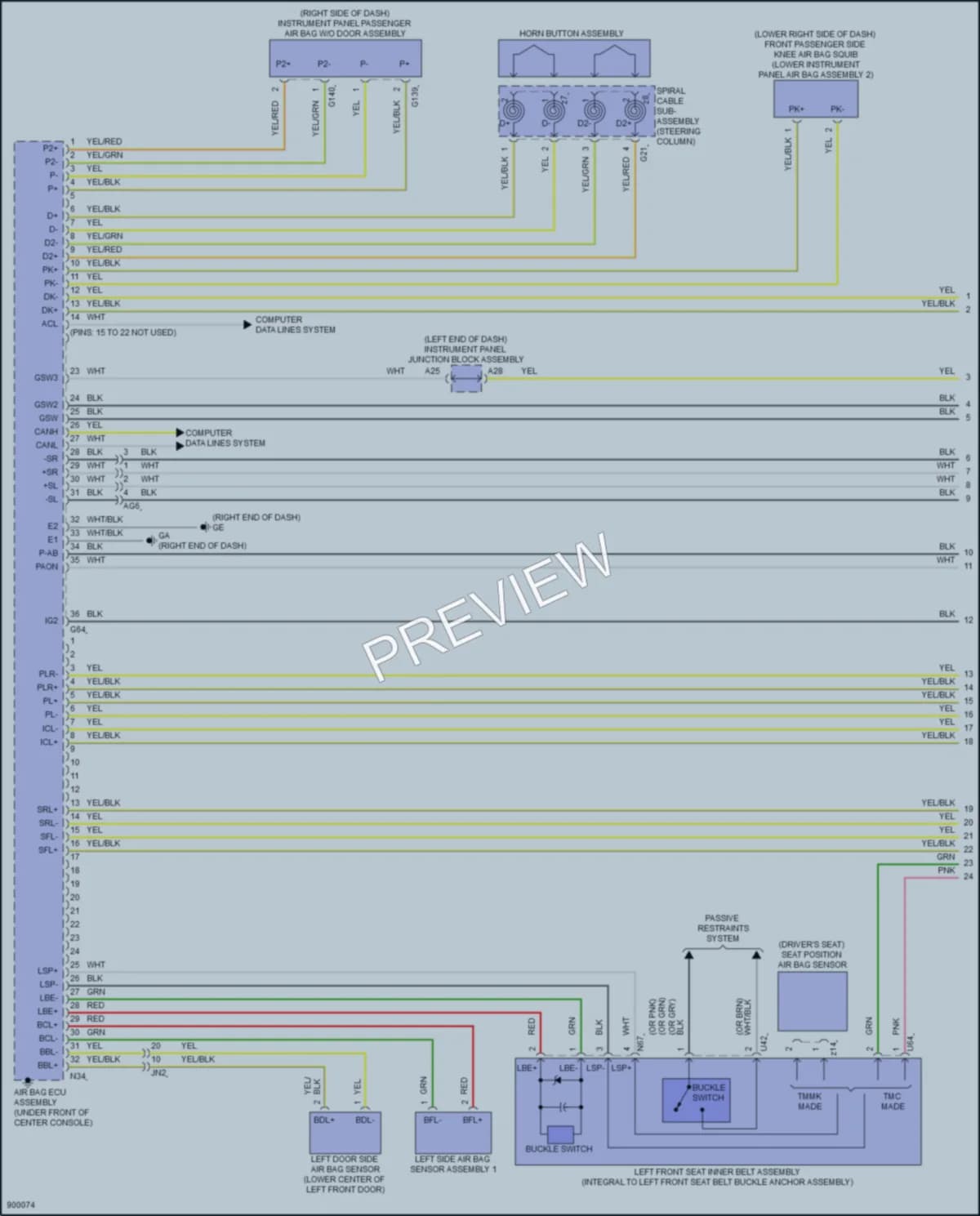 2025 Lexus ES300h Supplemental Restraints wiring diagram preview