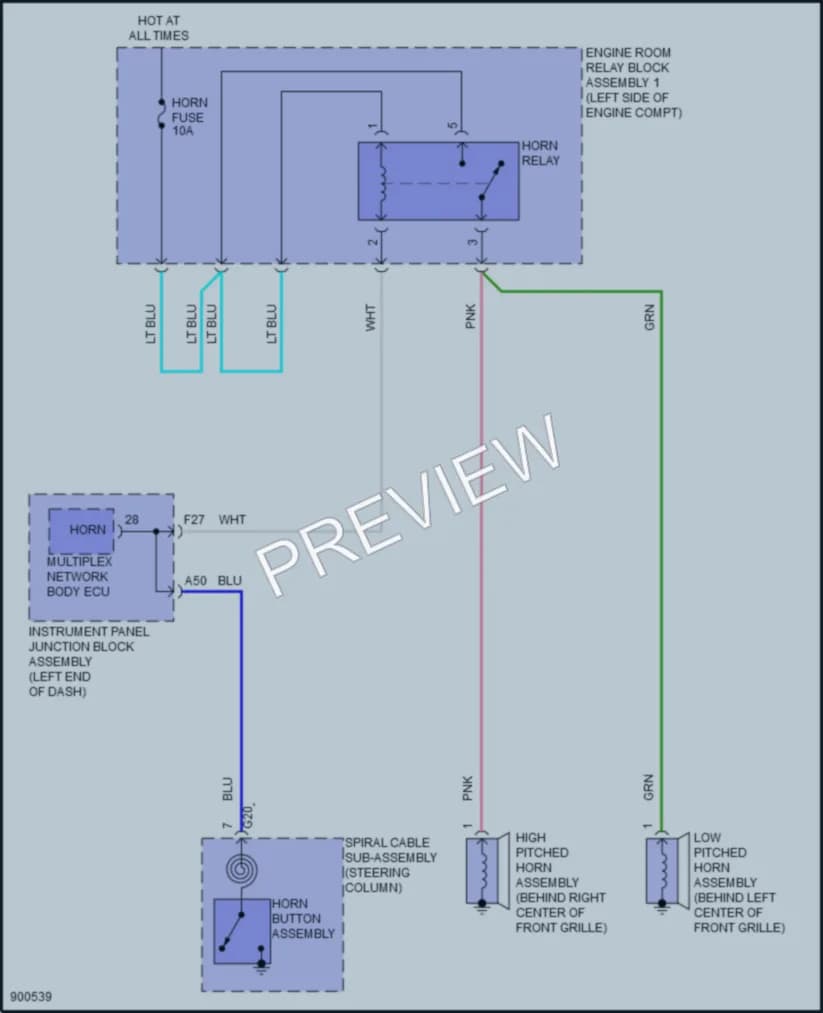 2025 Lexus ES350 Horn wiring diagram preview