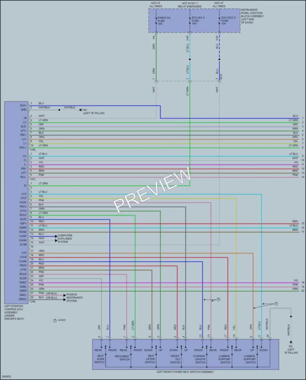 2025 Lexus ES350 Memory Systems wiring diagram preview