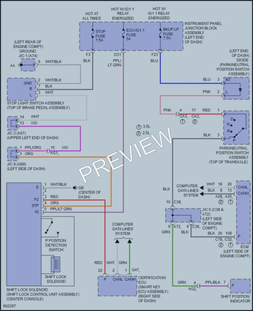 2025 Lexus ES350 Shift Interlock wiring diagram preview