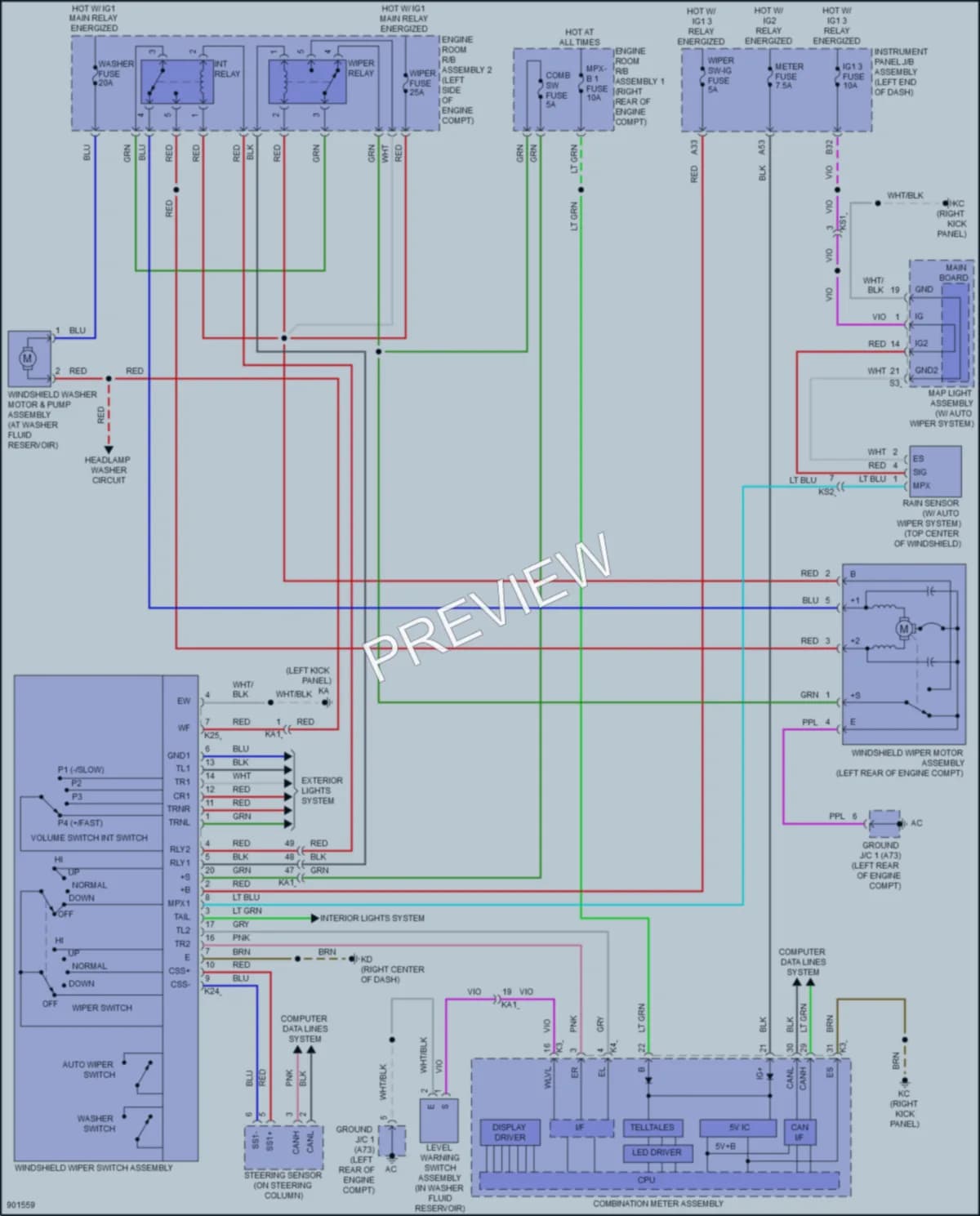 2025 Lexus IS300 Wiper Washer wiring diagram preview