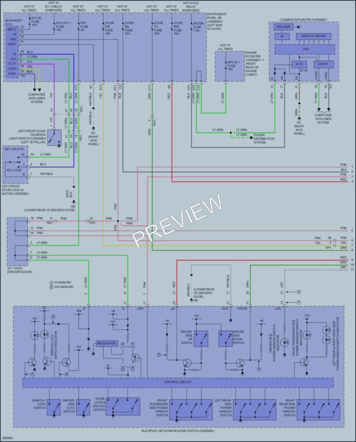 2025 Lexus IS350 Power Windows wiring diagram preview
