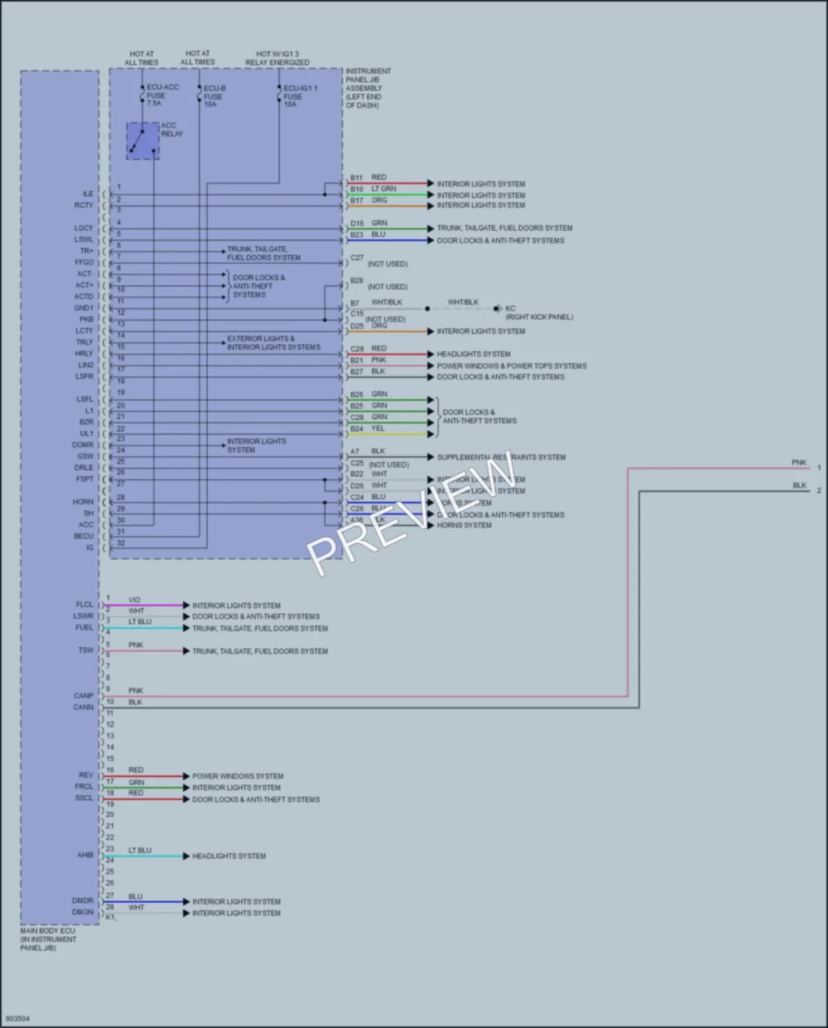 2025 Lexus IS500 Body Control Modules wiring diagram preview
