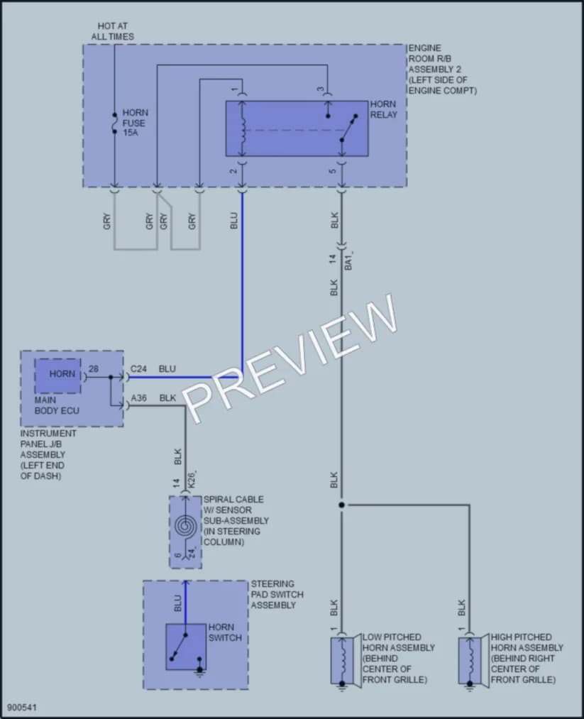 2025 Lexus IS500 Horn wiring diagram preview