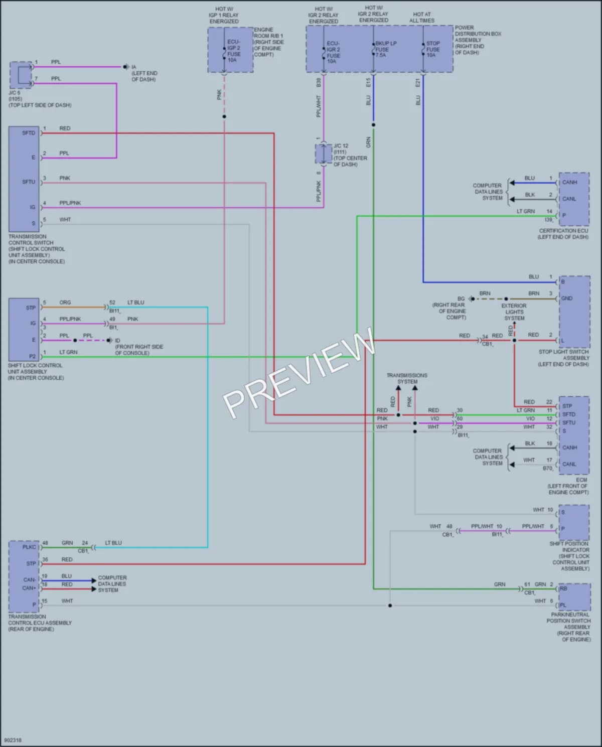 2025 Lexus LX600 Shift Interlock wiring diagram preview