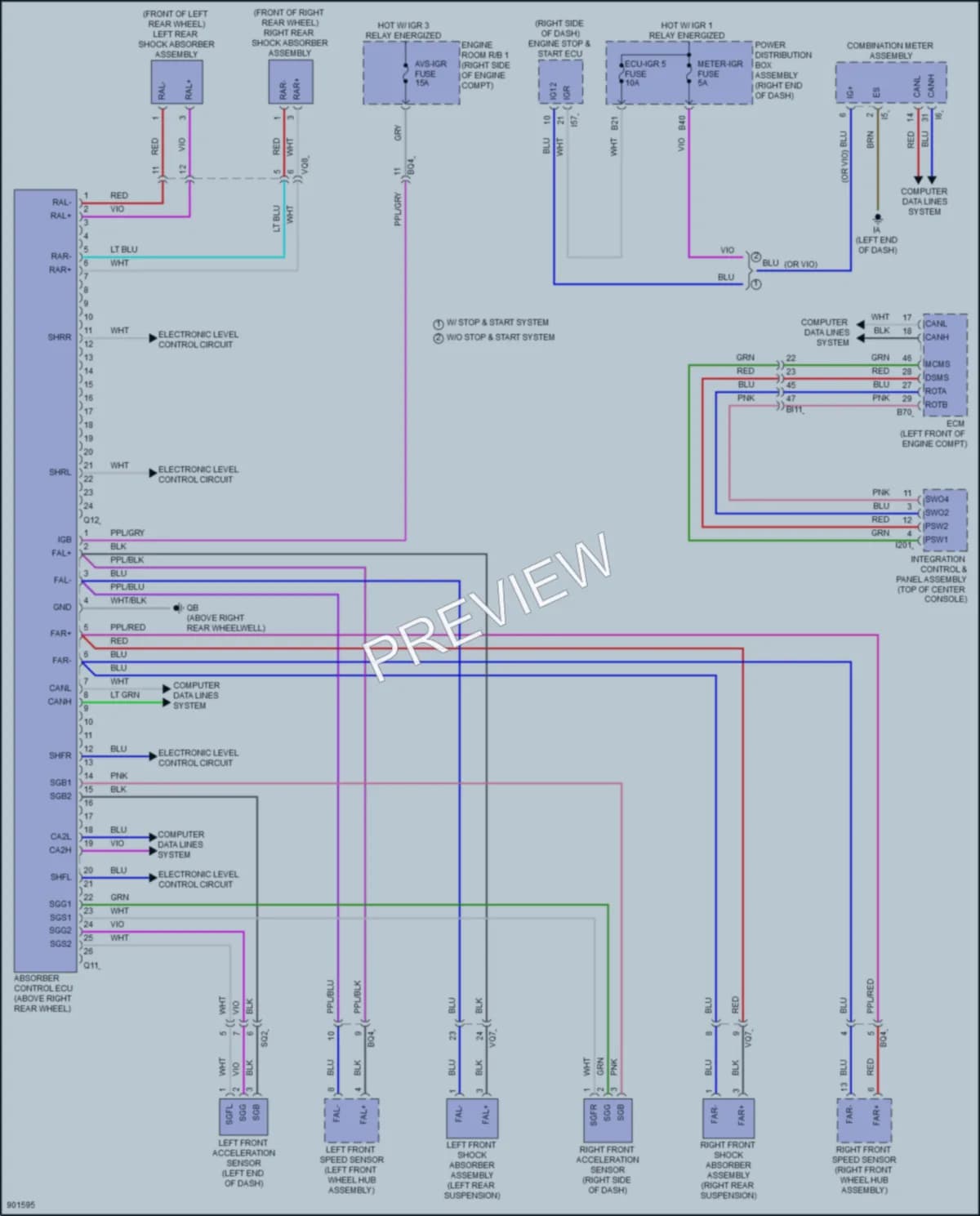 2025 Lexus LX700h Electronic Suspension wiring diagram preview
