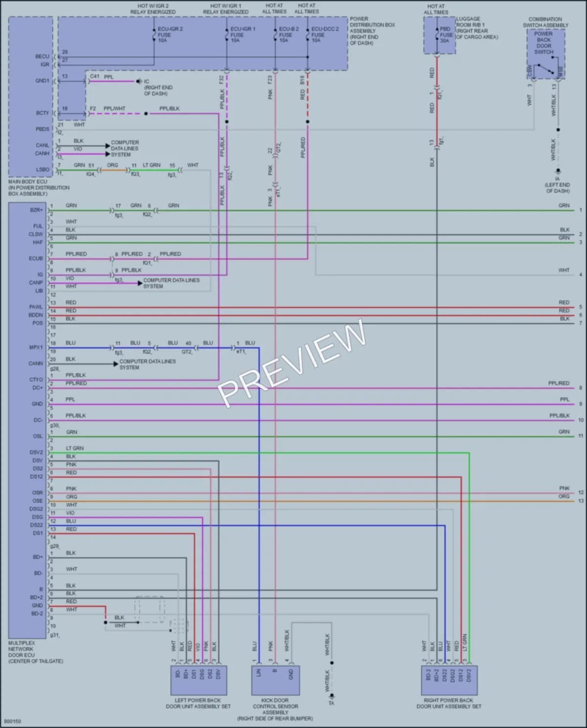 2025 Lexus LX700h Trunk Tailgate Fuel Door wiring diagram preview