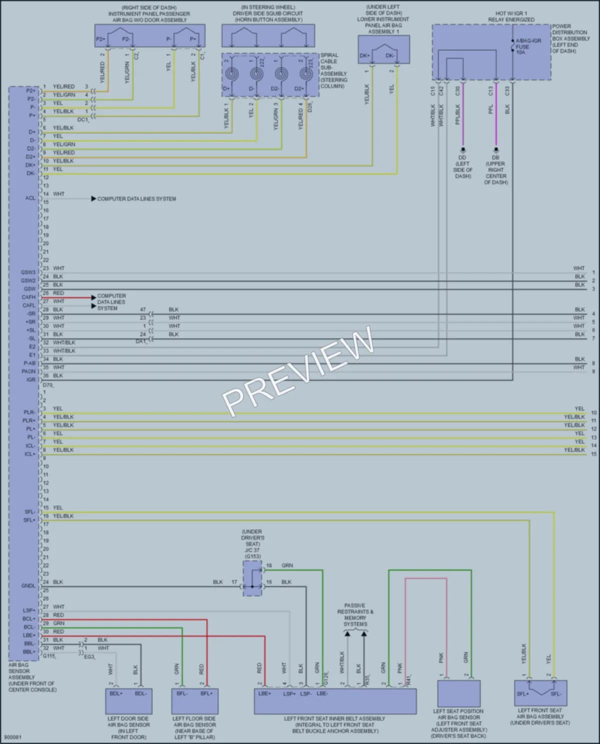 2025 Lexus NX250 Supplemental Restraints wiring diagram preview