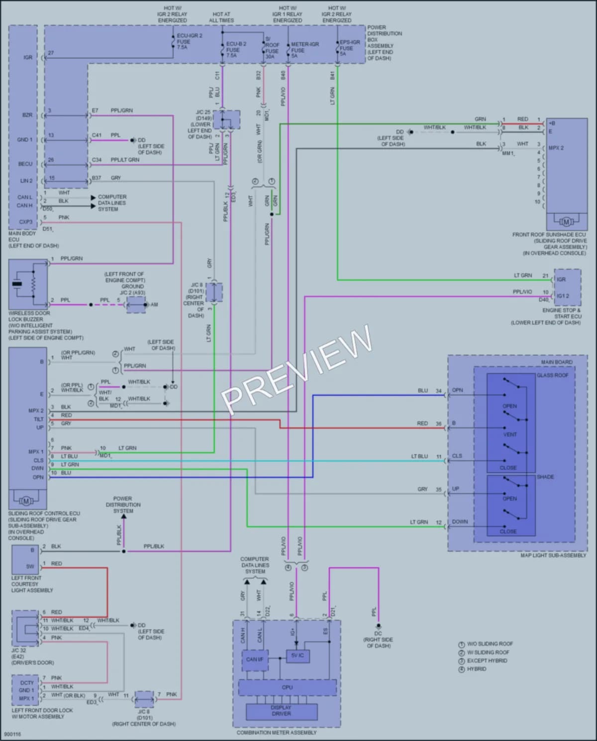 2025 Lexus NX350h Power Top Sunroof wiring diagram preview