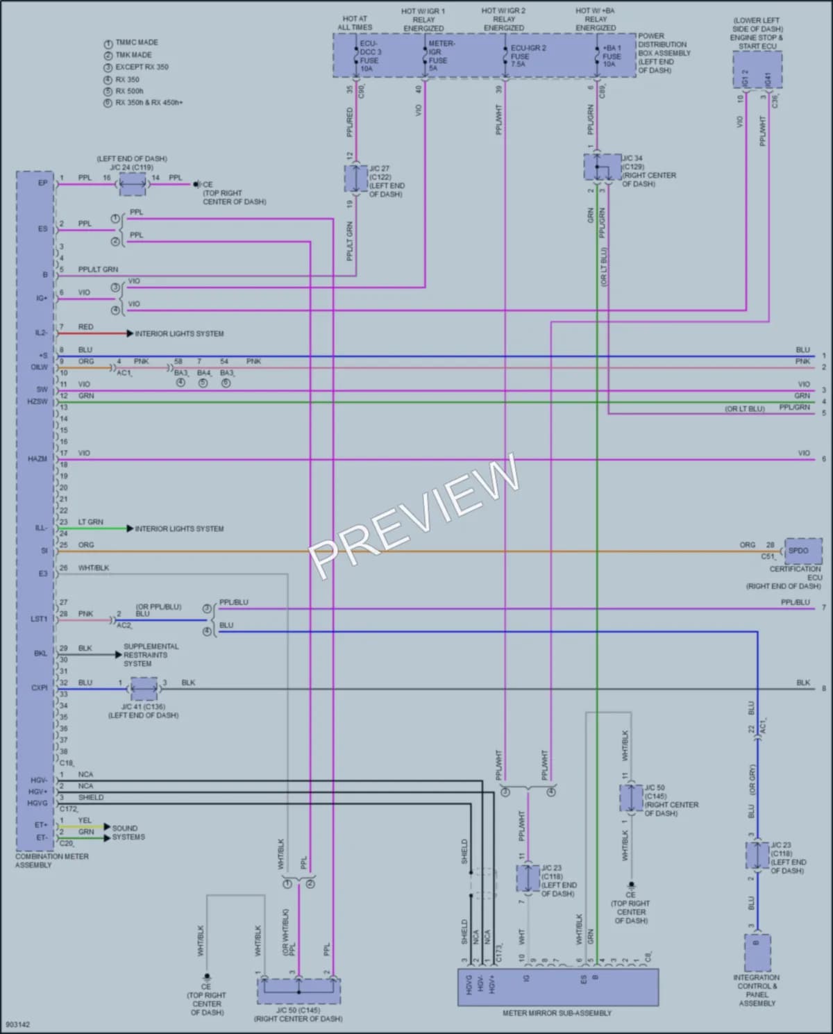 2025 Lexus RX350h Instrument Cluster wiring diagram preview