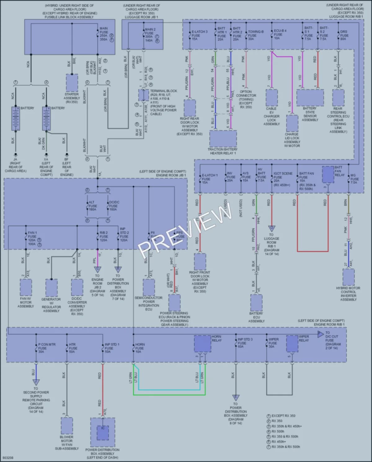2025 Lexus RX350h Power Distribution wiring diagram preview