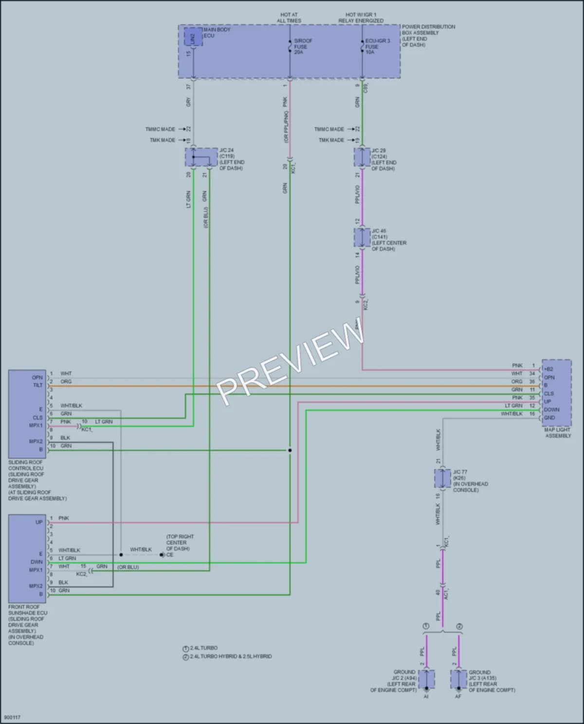2025 Lexus RX350h Power Top Sunroof wiring diagram preview