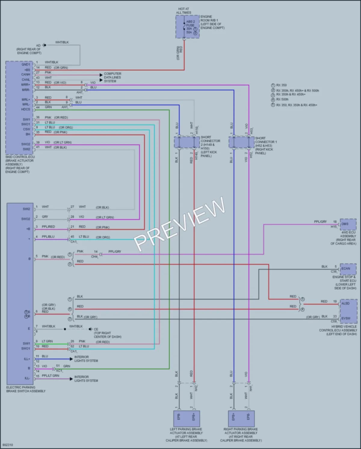 2025 Lexus RX350h Shift Interlock wiring diagram preview