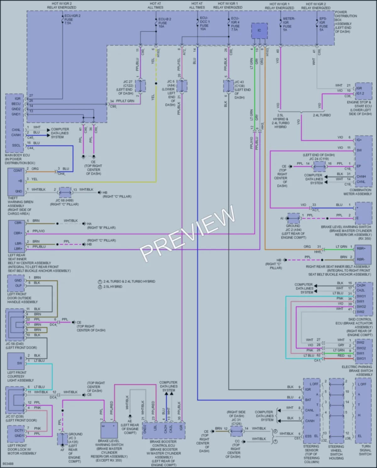 2025 Lexus RX350h Warning Systems wiring diagram preview