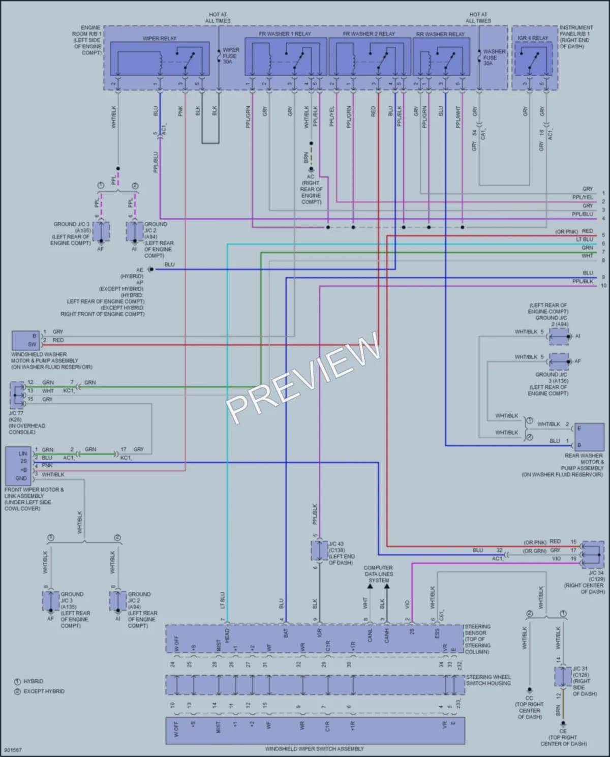 2025 Lexus RX350h Wiper Washer wiring diagram preview