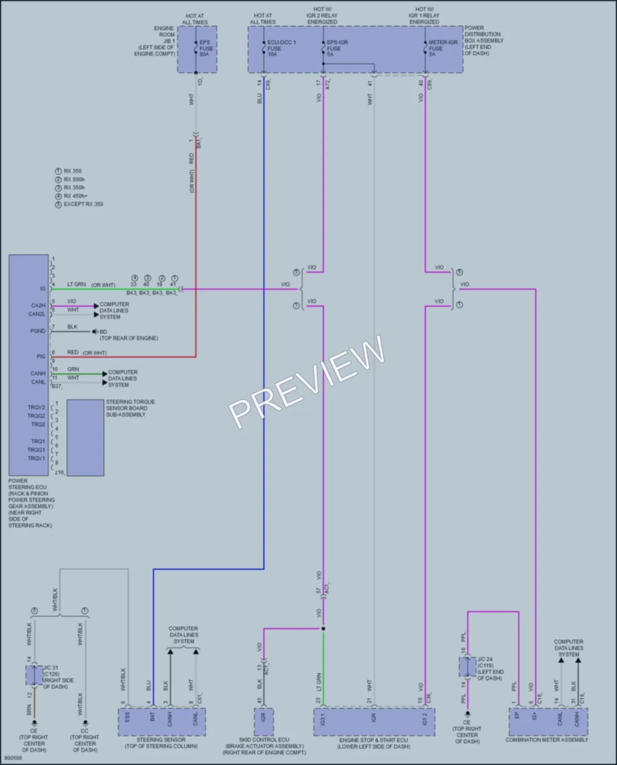 2025 Lexus RX450h Electronic Power Steering wiring diagram preview