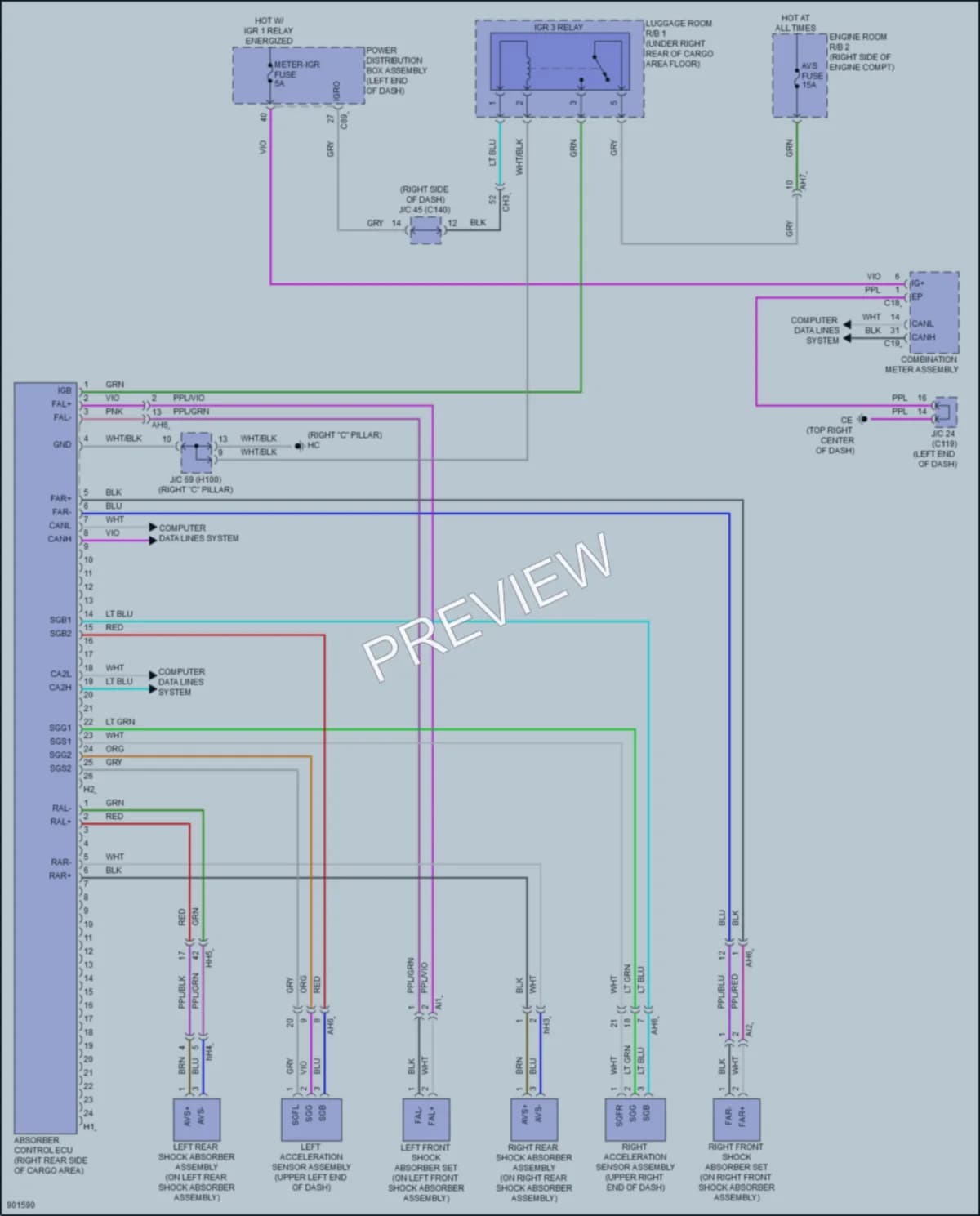 2025 Lexus RX500h Electronic Suspension wiring diagram preview