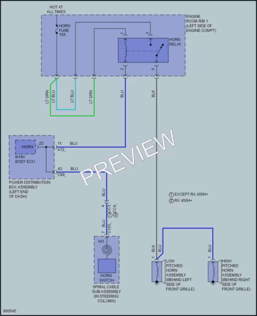 2025 Lexus RX500h Horn wiring diagram preview