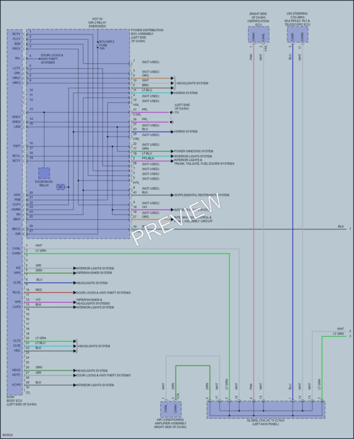 2025 Lexus RZ300e Body Control Modules wiring diagram preview