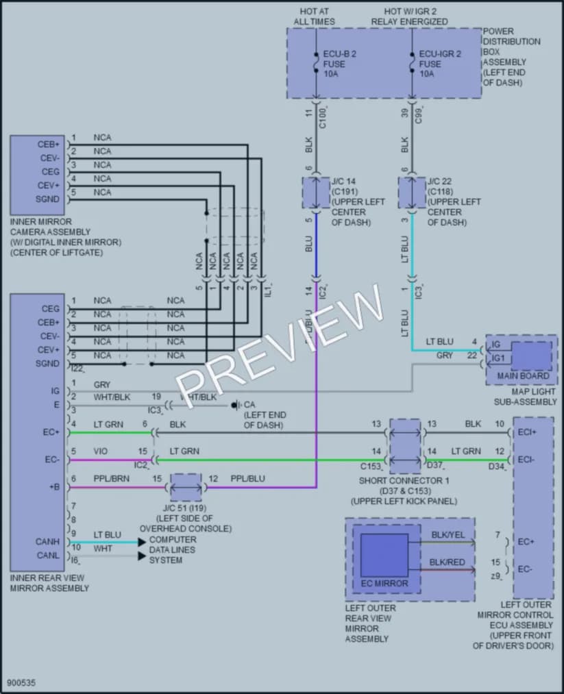 2025 Lexus RZ450e Power Mirrors wiring diagram preview