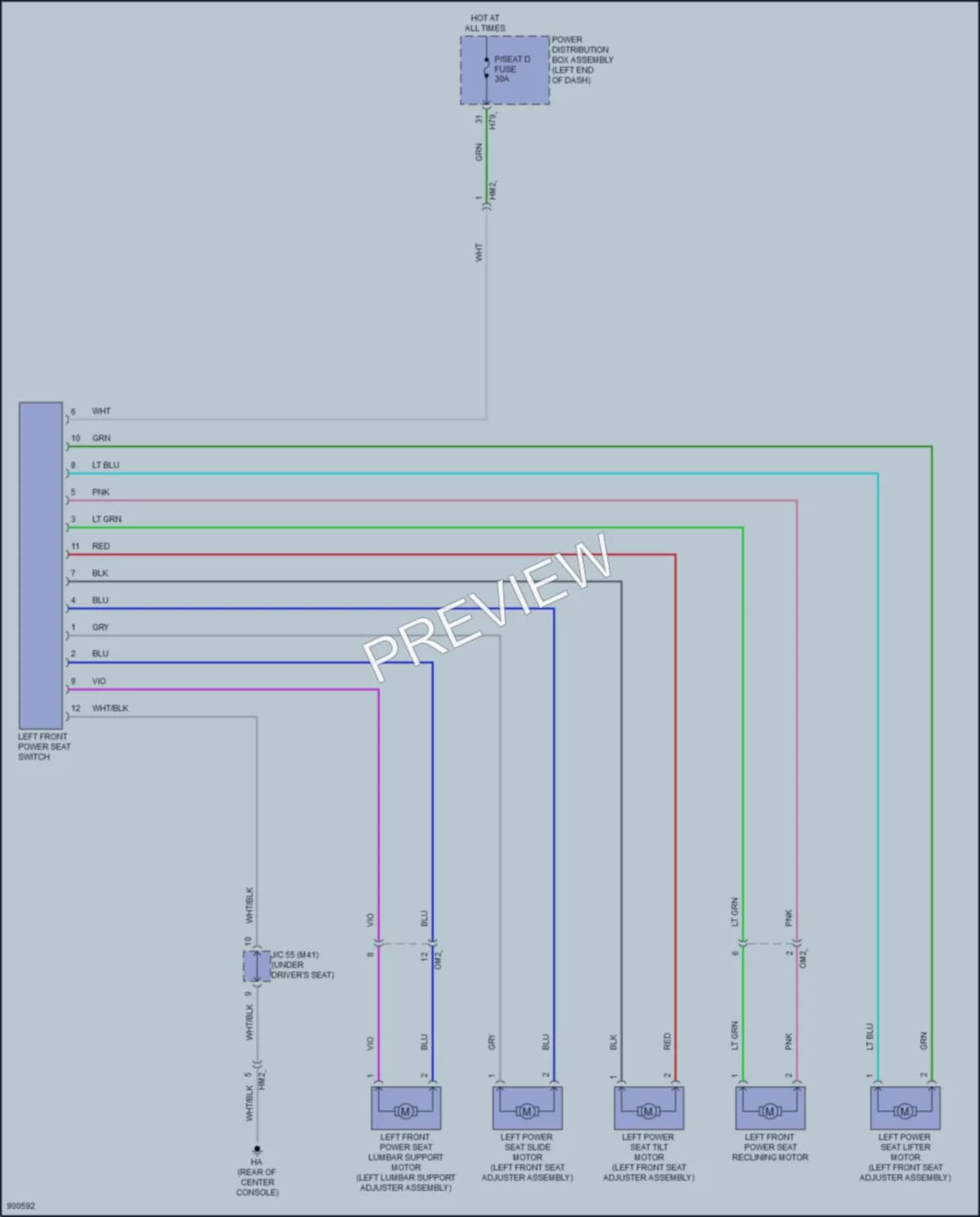 2025 Lexus RZ450e Power Seats wiring diagram preview