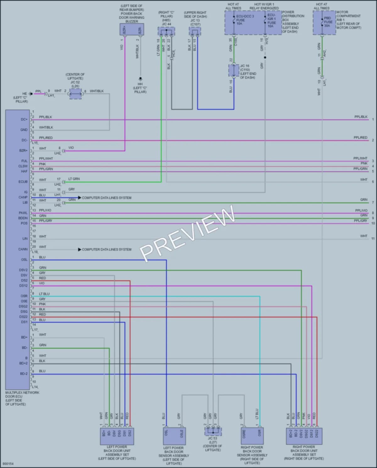 2025 Lexus RZ450e Trunk Tailgate Fuel Door wiring diagram preview
