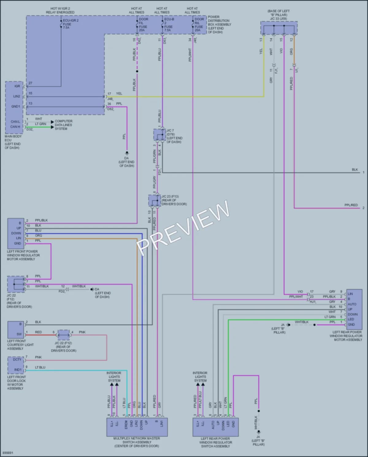 2025 Lexus TX350 Power Windows wiring diagram preview