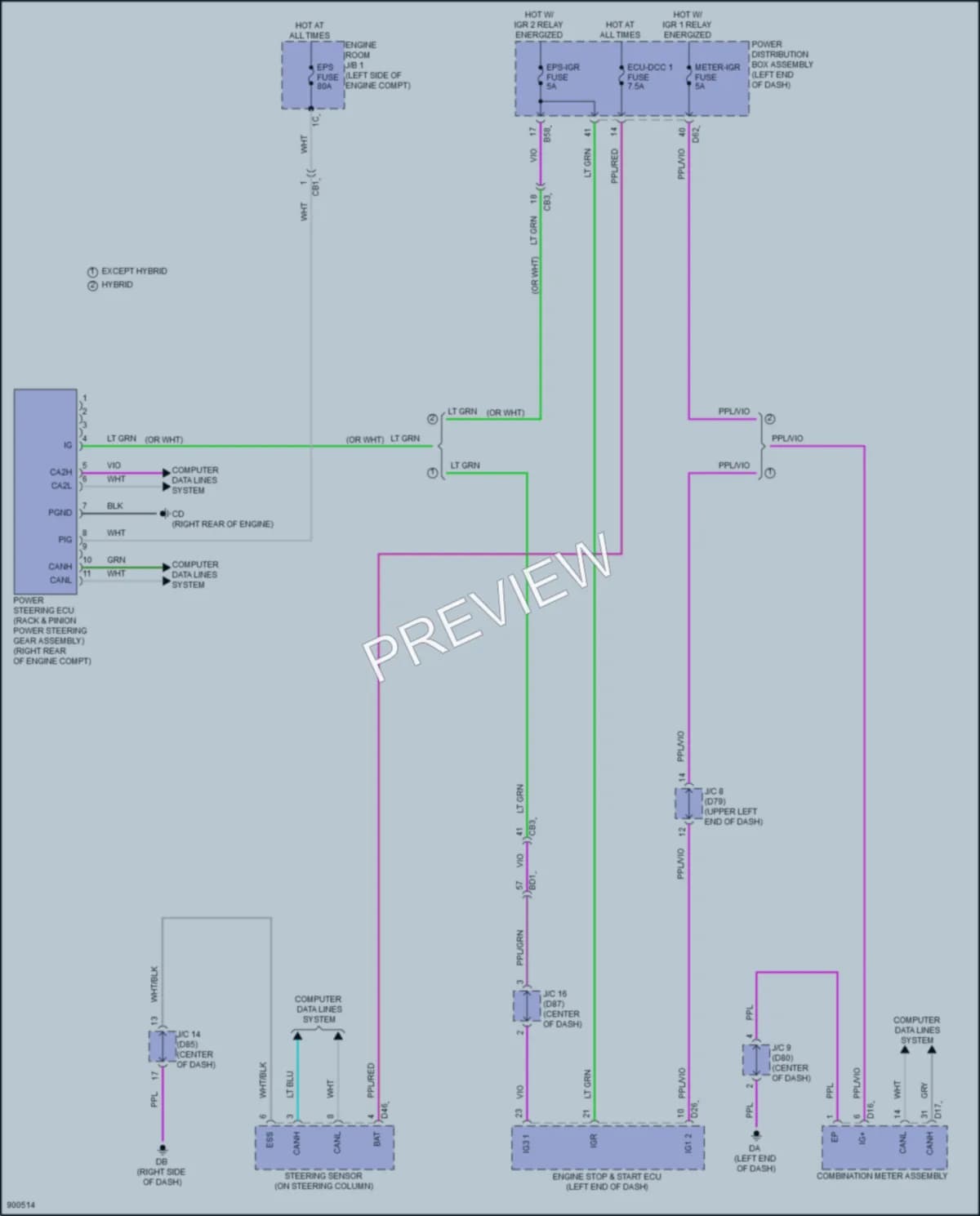 2025 Lexus TX500h Electronic Power Steering wiring diagram preview