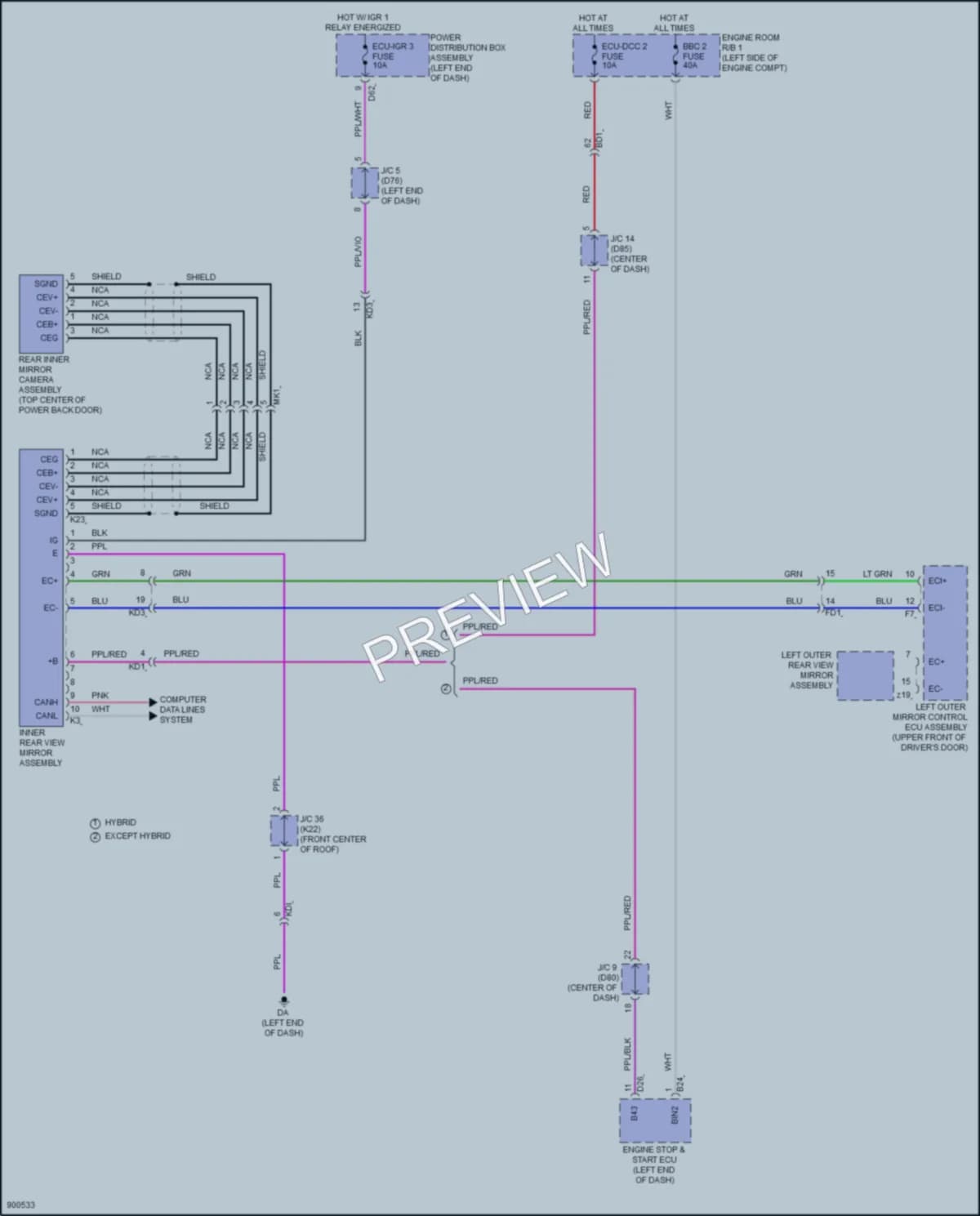 2025 Lexus TX500h Power Mirrors wiring diagram preview