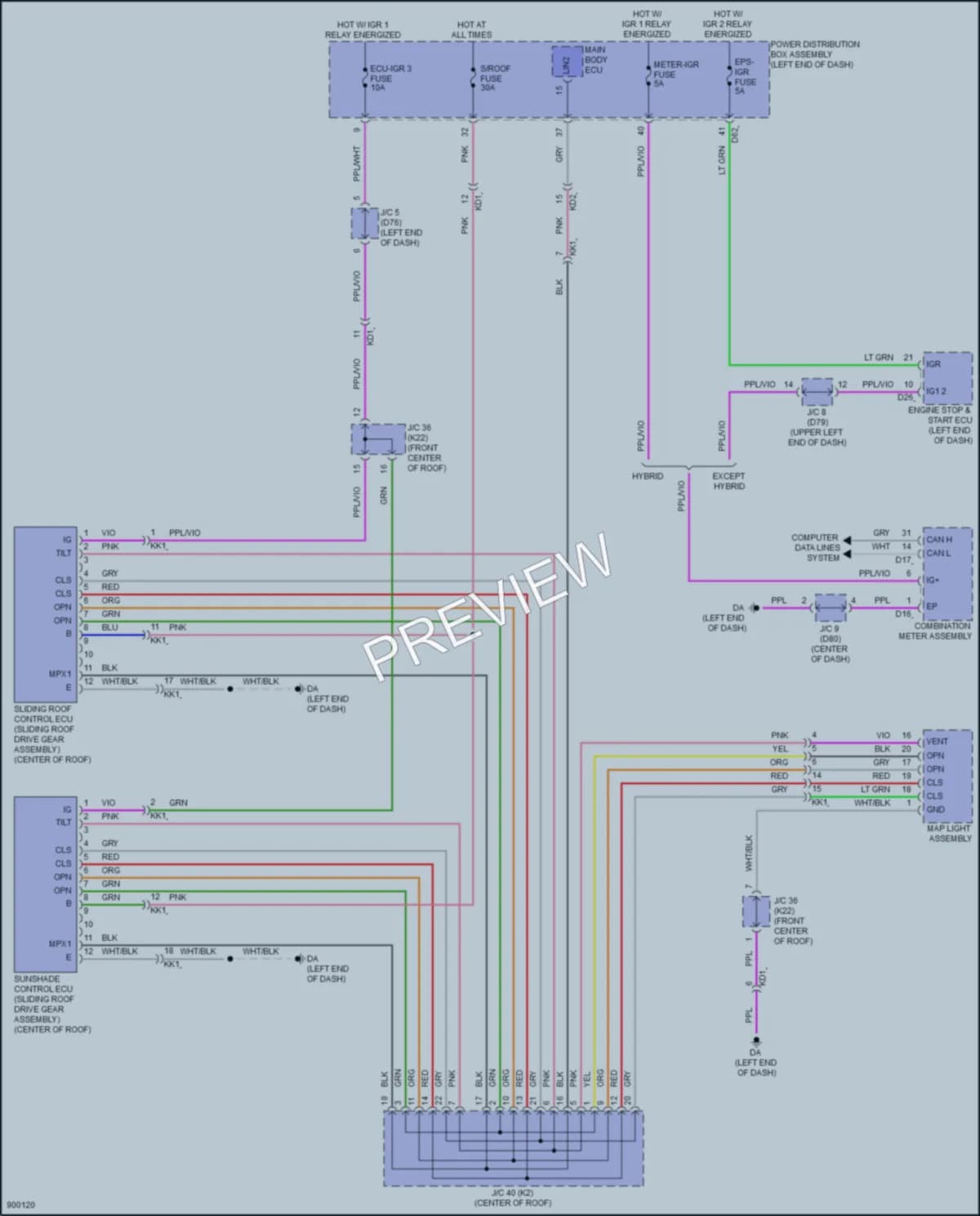 2025 Lexus TX500h Power Top Sunroof wiring diagram preview