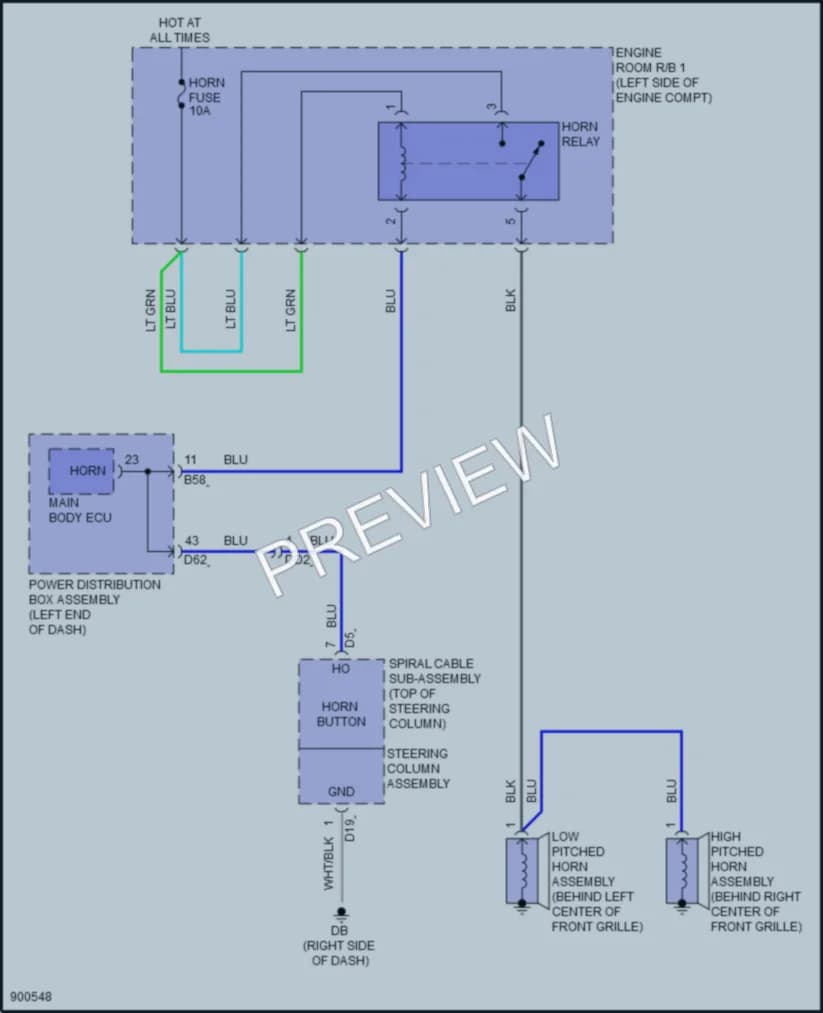 2025 Lexus TX550h Horn wiring diagram preview