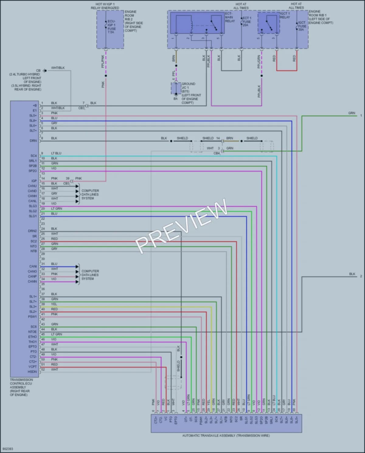 2025 Lexus TX550h Transmission wiring diagram preview