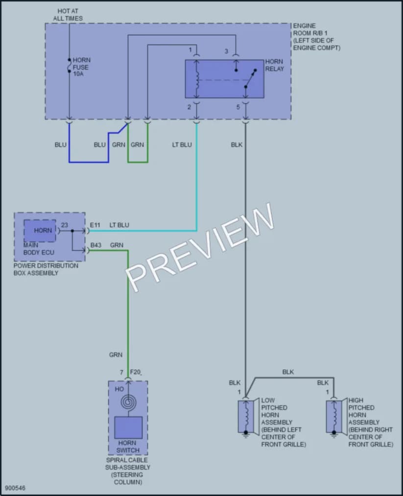 2025 Lexus UX300h Horn wiring diagram preview