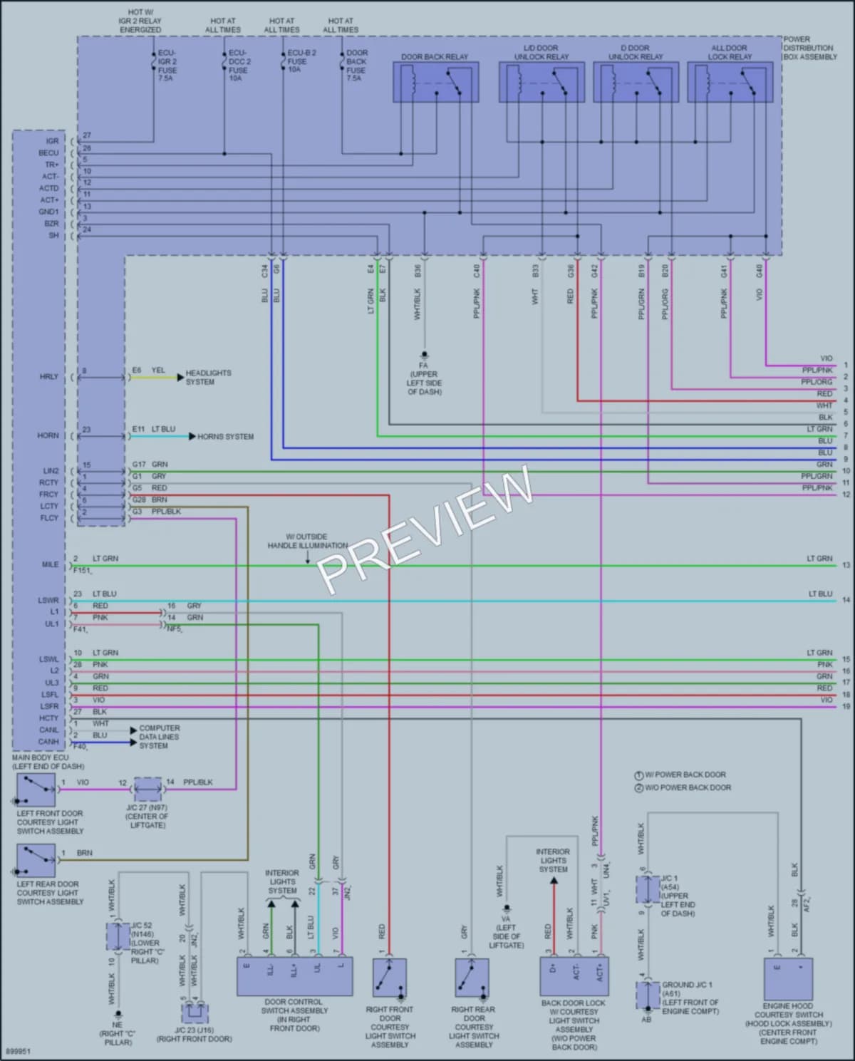 2025 Lexus UX300h Power Door Locks wiring diagram preview