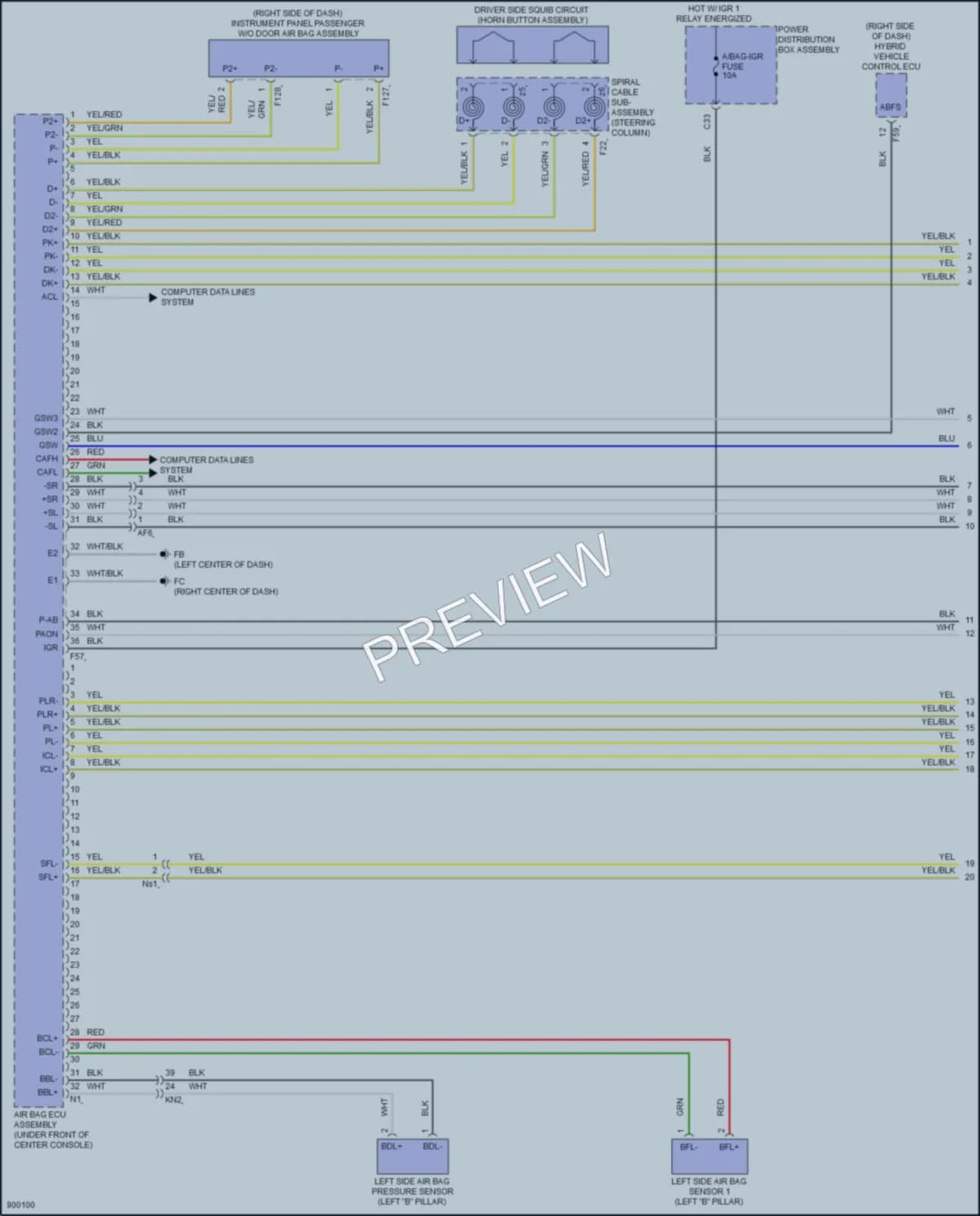 2025 Lexus UX300h Supplemental Restraints wiring diagram preview